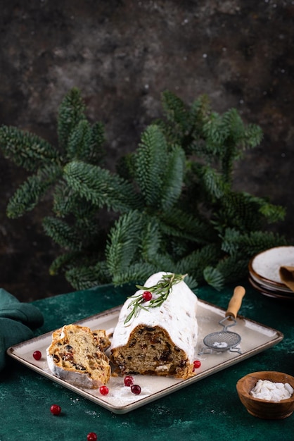 Stollen traditional festive german christmas cake