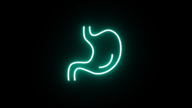 Stomach neon icon on black background Stomach icon Stomach glowing Sign