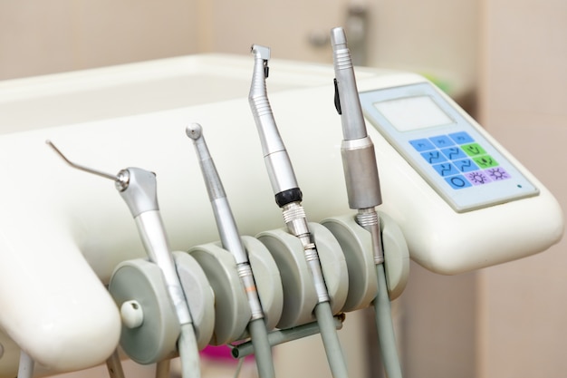 Photo stomatological instruments, dental tools close up