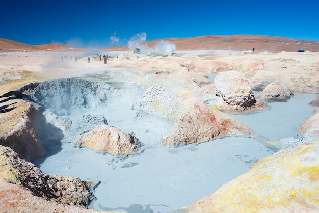 Stomen hete wer vijvers op de andes, bolivia