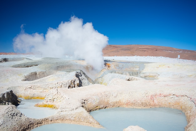 Foto stomen hete wer vijvers op de andes, bolivia