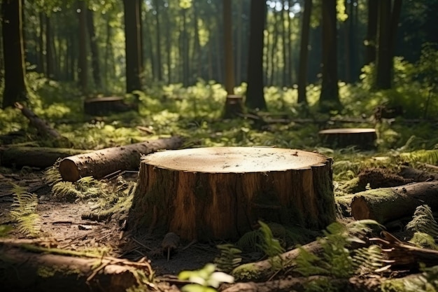 Stomp in het bos het concept van ontbossing