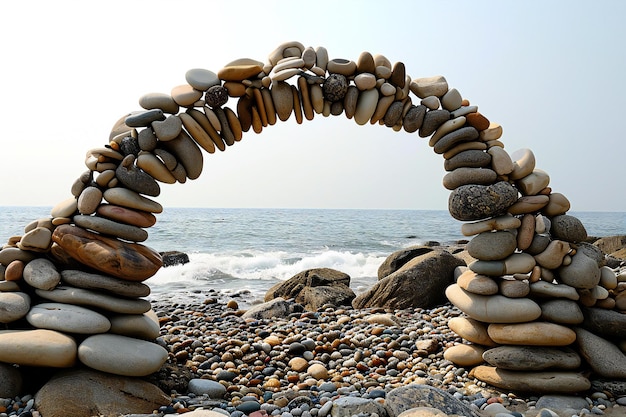 Stone arch on the beach of the Baltic Sea in Gdynia Poland