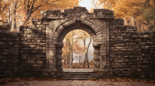 Stone arch entrance wall