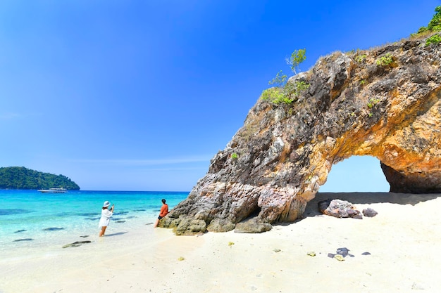 Stone arch scenic at Kho Khai near Tarutao National Marine Park in SatunThailand