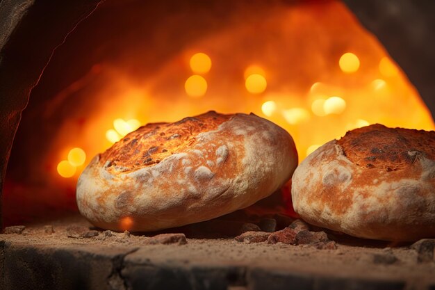 stone baked oven with a couple of pizzas