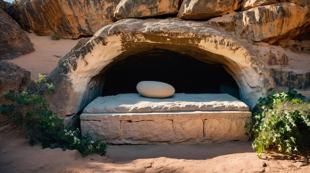 Stone Bench Outside Cave Entrance