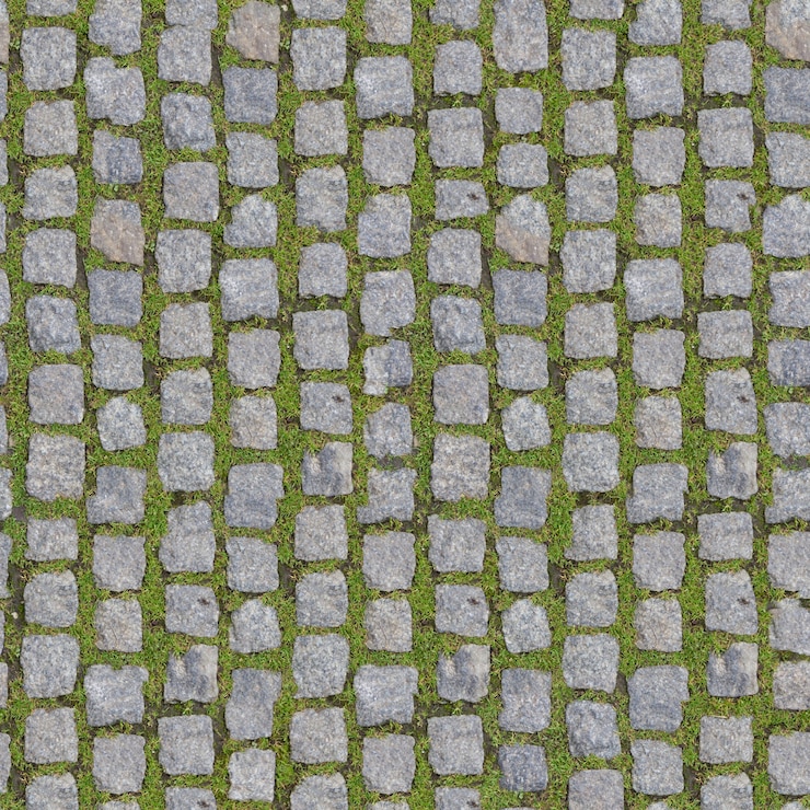Photo 草と石のブロック。シームレスな背景。