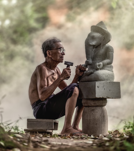 Stone carver, Thailand