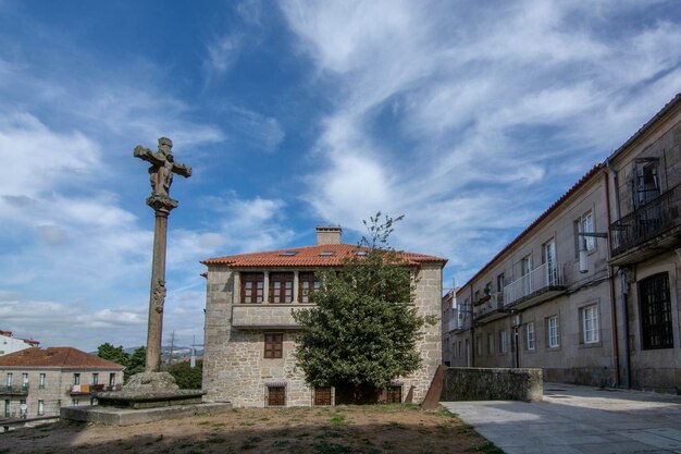 The stone cross is a typical Galician monument in Pontevedra