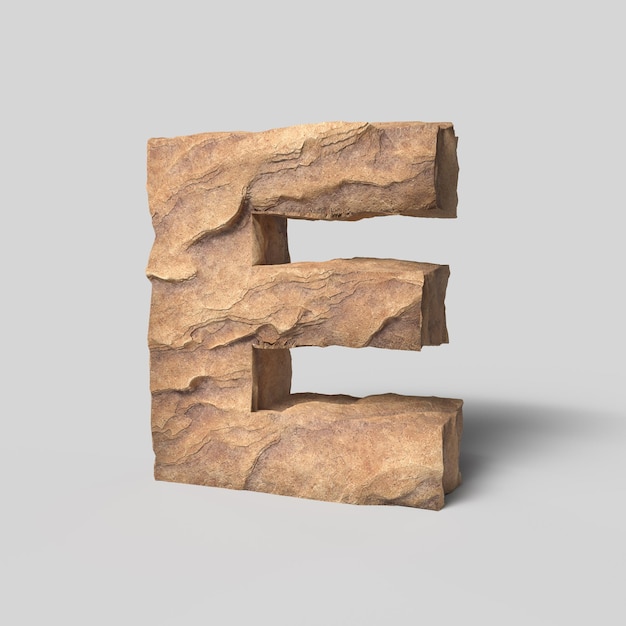 Каменный шрифт 3D рендеринг буквы E 3D иллюстрация