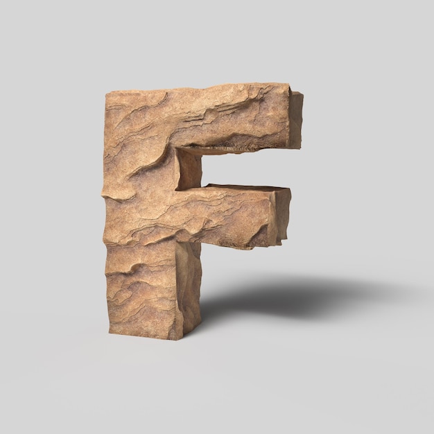 Stone Font 3D Render Of Letter F 3D Illustration