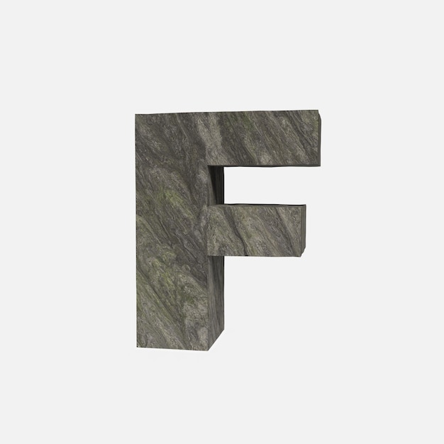 Photo stone font 3d render of letter f