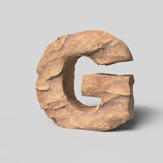 Stone Font 3D Render Of Letter G 3D Illustration