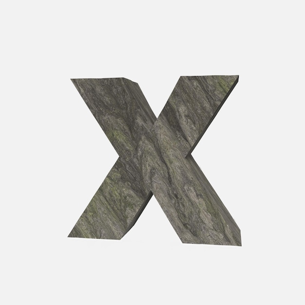 Photo stone font 3d render of letter x