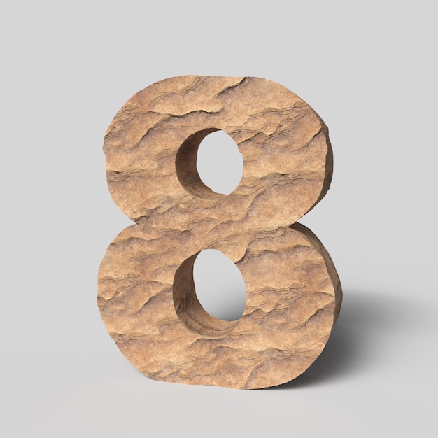 Stone Font 3D Render Van Nummer 8 3D Illustratie