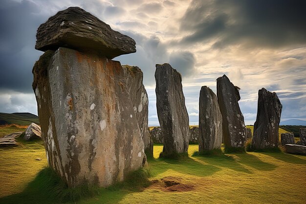 a stone formation with a sky in the background