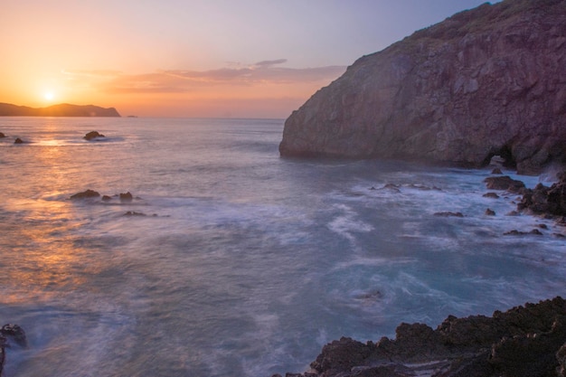 stone formations in the sea in the basque coast, northern spain