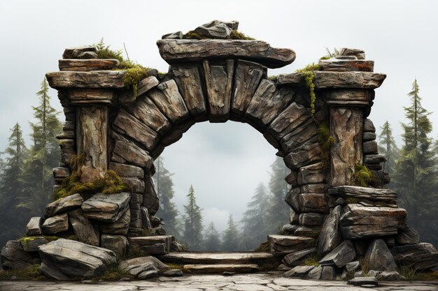 Photo stone gate on white background