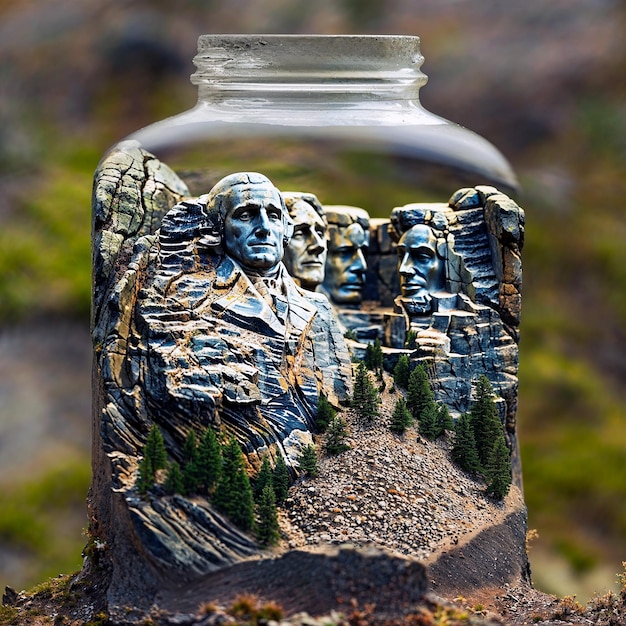 Stone Giants Detailed Replica of Mount Rushmore Capturing the Grandeur of Rock Carved Sculptures