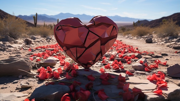 stone heart in the desert High definition photography creative background wallpaper