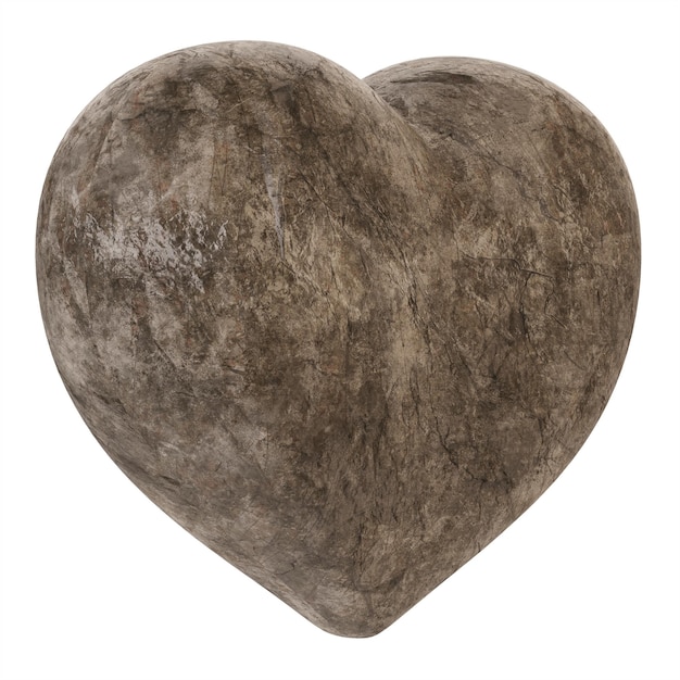 Stone heart on a white background. 3D rendering.