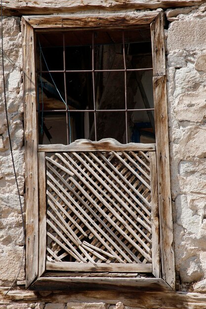 Stone house old wood shutter