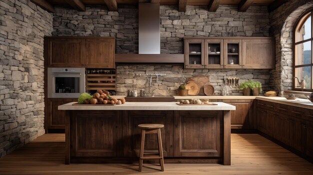 Stone kitchen brown