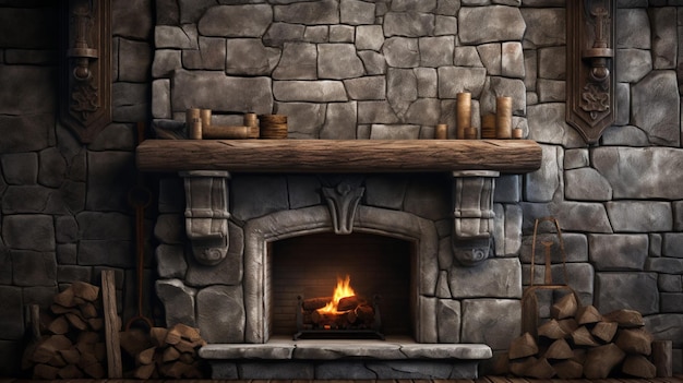 Photo stone mantel background