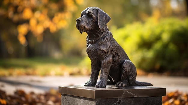 Stone Monument to the dog is installed in the park or in the cemetery High quality photo