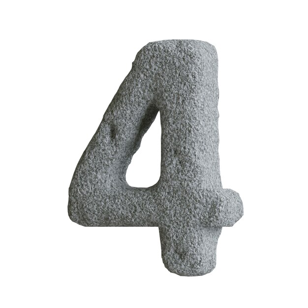 Photo stone number 4 figures and symbols 3d rendering