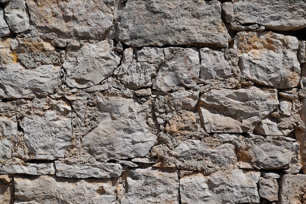 Stone old wall vintage texture grey background siding different sized gray stones