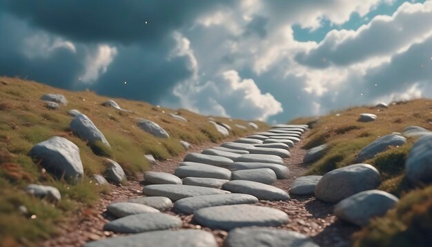 Photo stone path rising towards the sky