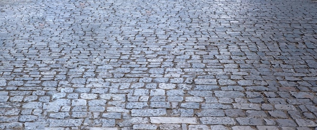 Photo stone paved footpath cobblestone pathway background texture