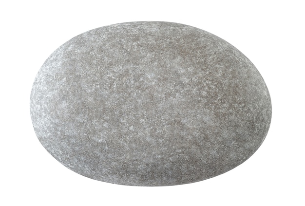 Photo stone pebble is oval gray smooth, isolated on white background with clipping path