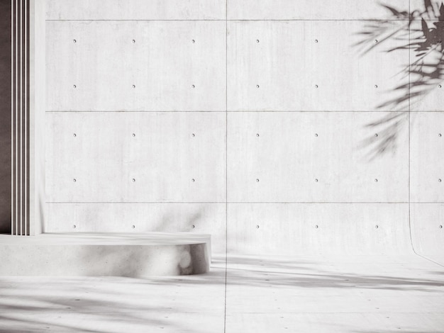 회색 콘크리트 벽 3d 렌더링의 제품 프레젠테이션 Sunshade 그림자를 위한 석조 받침대
