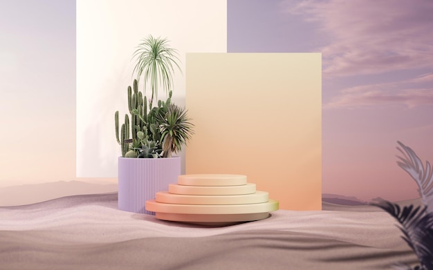 stone pedestal podium with mirror behind purple background for product presentation 3d render