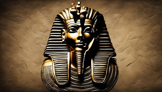 Stone pharaoh tutankhamen mask on dark background