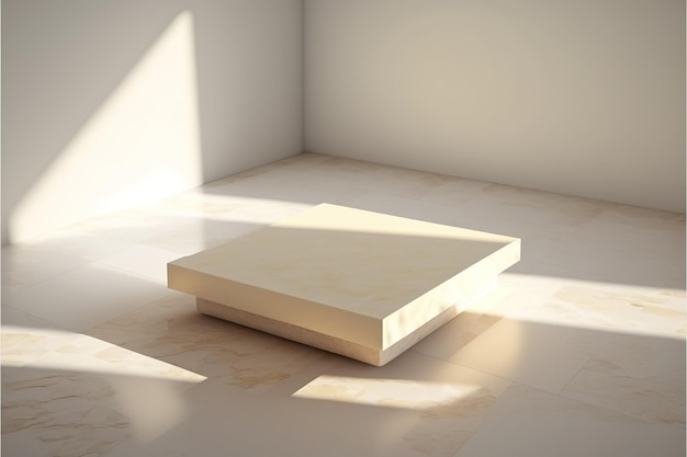 Stone platform with an empty surface in a studio for photoshoots