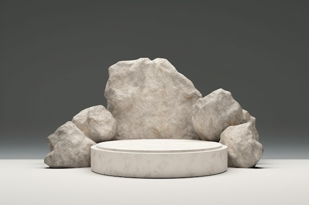 Stone podium for display product Background for cosmetic product branding identity and packaging