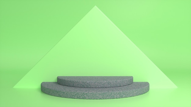 Stone podium on green abstract triangular background Premium Photo