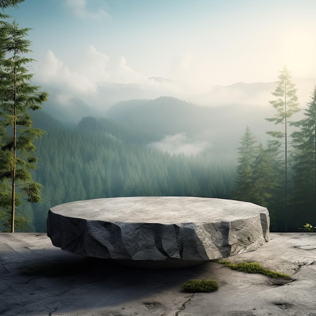 Stone podium in nature for product dispay