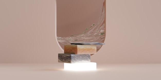製品プレゼンテーションの 3 d レンダリングのための石製品展示表彰台