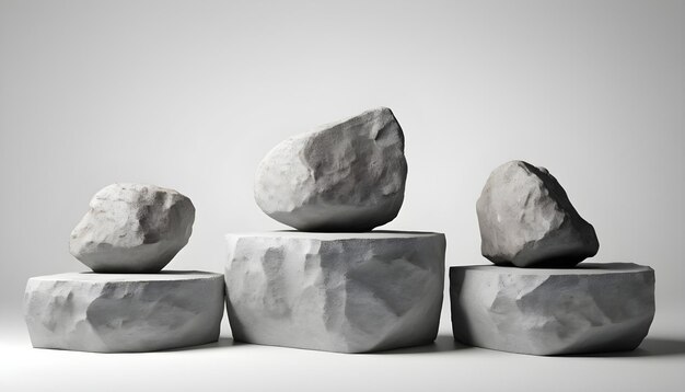 Photo stone rock podium isolated on white background