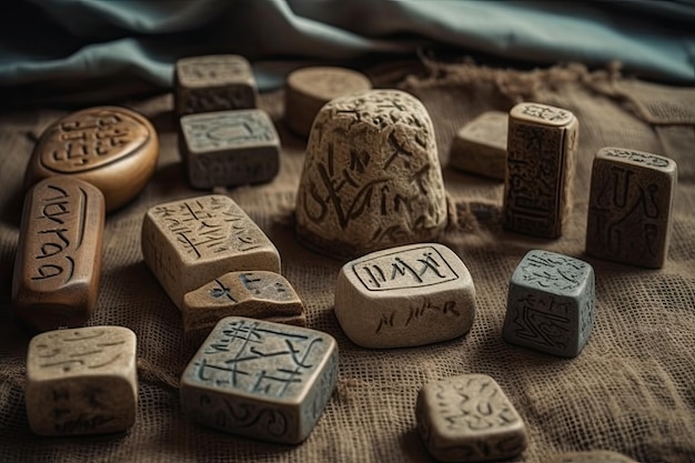 Photo stone square runes for predicting the future generative ai