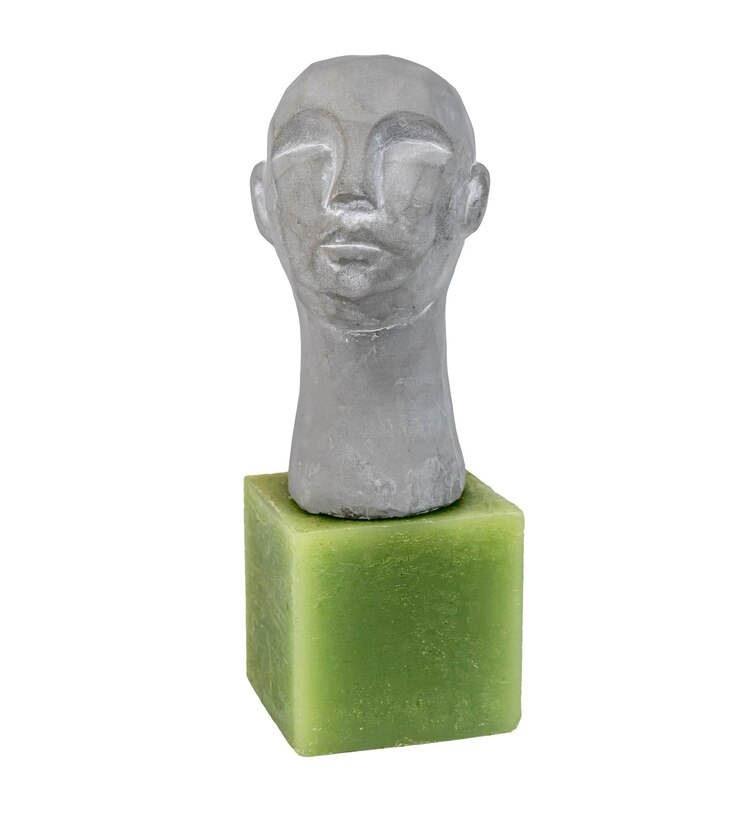 Stone statue of face isolated on white background head bust from gypsum