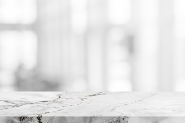 Stone table top and blurred restaurant interior background with vintage filter