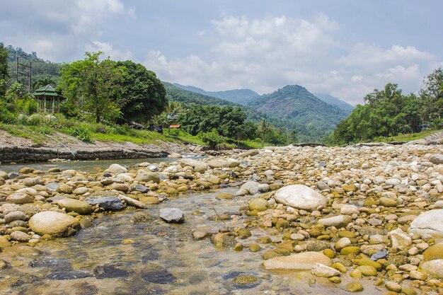 Stone texture of the river and mountainlandscape of Kiriwong Nakhonsrithamarat ThailandKiriwong village Nakhon Si Thammarat province