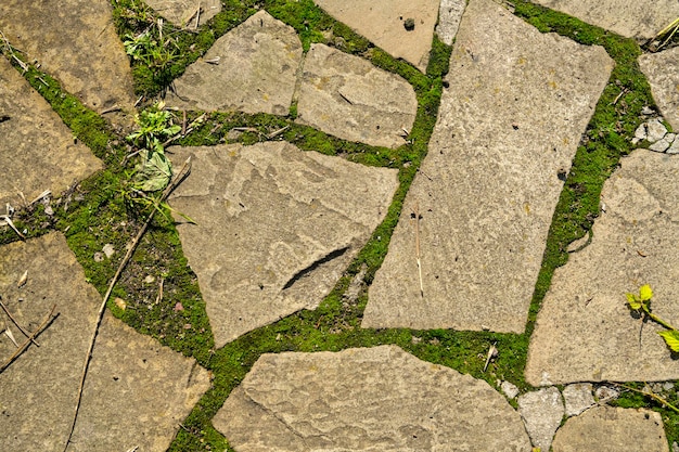 Stone texture. Stone wall. pavement on the path