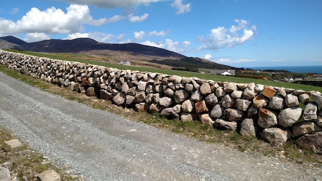 Stone wall on landscape